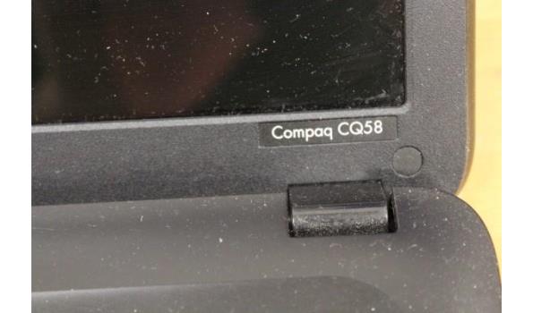 laptop COMPAQ, CQ58, zonder lader, paswoord niet gekend, werking niet gekend